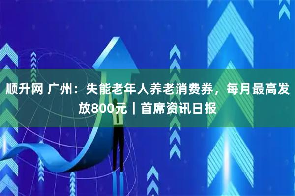顺升网 广州：失能老年人养老消费券，每月最高发放800元｜首席资讯日报