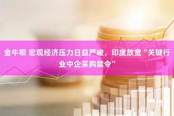 金牛呗 宏观经济压力日益严峻，印度放宽“关键行业中企采购禁令”